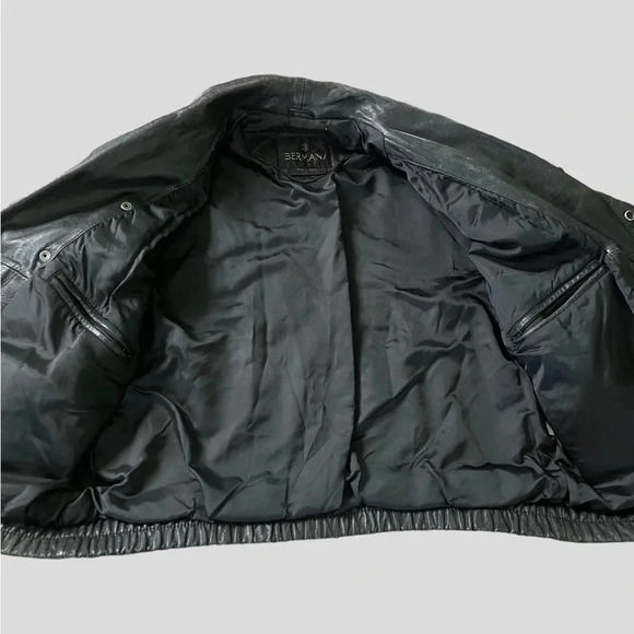Vtg 80's BERMAN'S Black Leather Heavy Motorcycle Biker Punk Jacket! Size Large - Picture 8 of 10